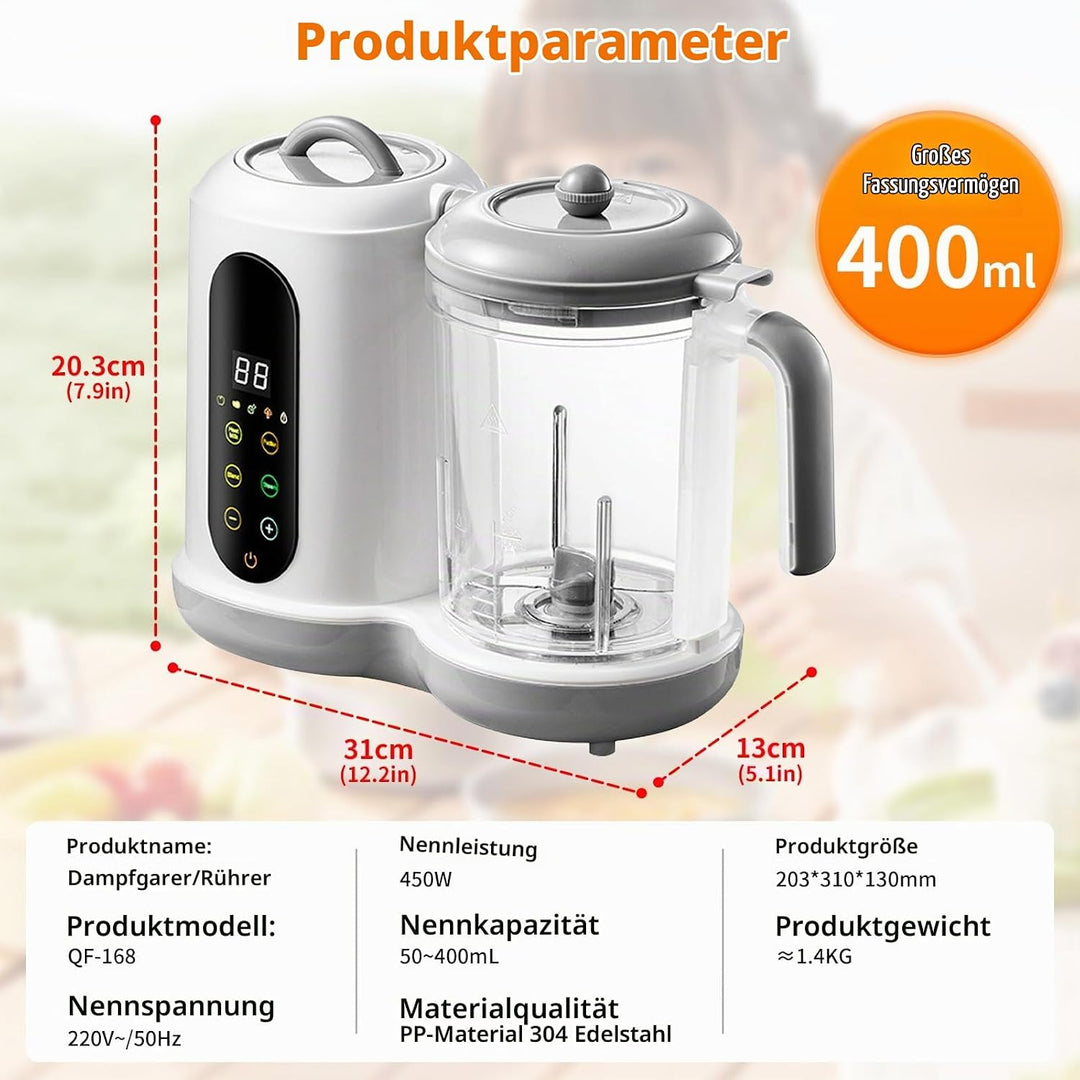 Babynahrungszubereiter - Multifunktionaler Babybrei Zubereiter, Baby Food Maker mit Dampfgarer und M