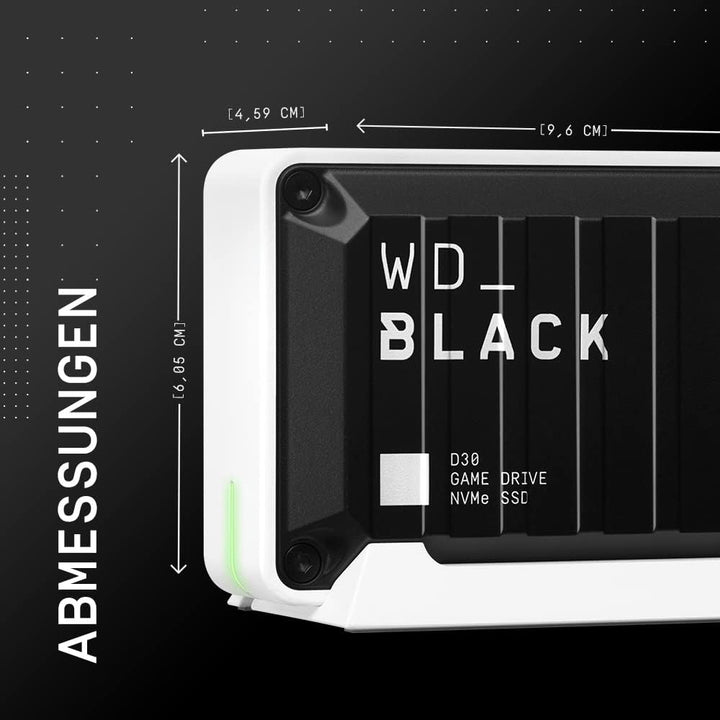 WD_BLACK D30 Game Drive SSD 1 TB (Übertragung mit 900 MB/s, USB Typ-C zu Typ-A Kabel) kompatibel mit