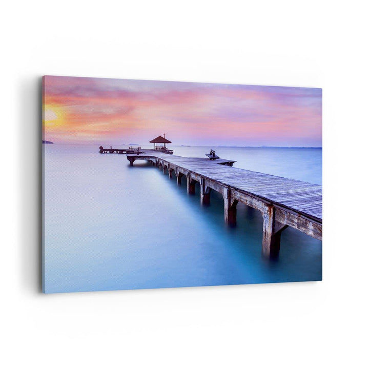 Bilder auf Leinwand 100x70cm Leinwandbild Strand Wasser Meer Urlaub Gross Wanddeko Bild Schlafzimmer