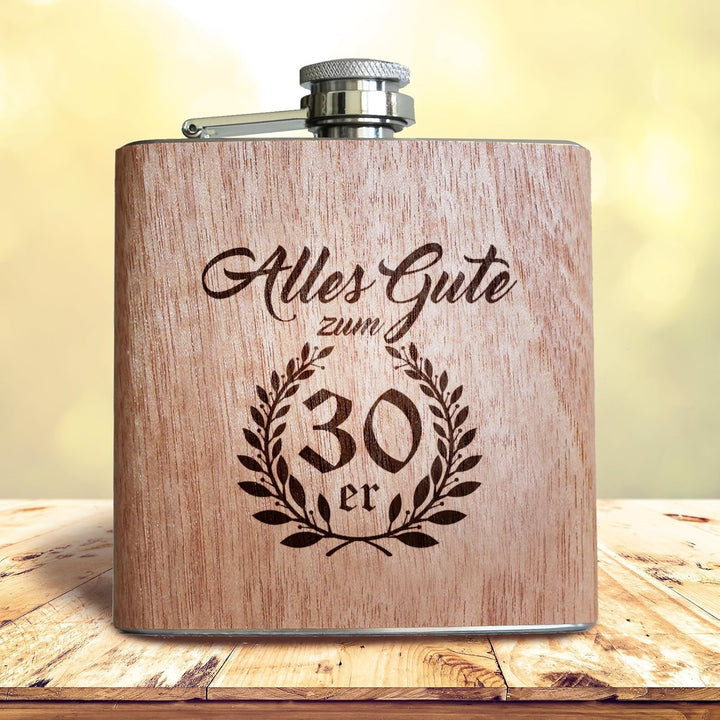 Pixelstudio Holz Flachmann Geschenk zum 30. Geburtstag | 30er für Männer Mann Freund Vater Papa und