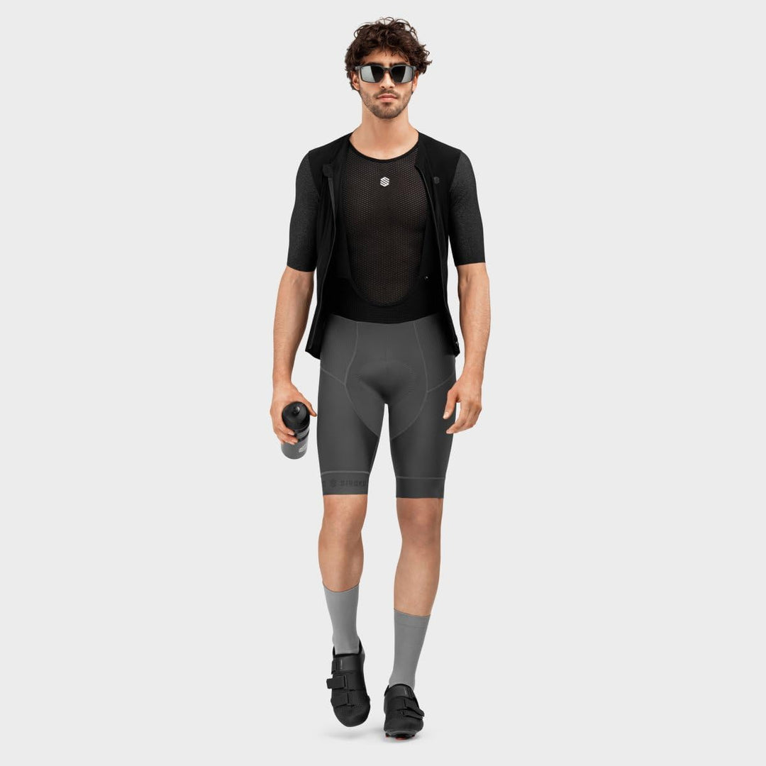 Kurze SRX Fahrrad-Trägerhose Herren Italienisches MITI Gewebe Doppelt Dichtes Sitzpolster XL Grau/Sc