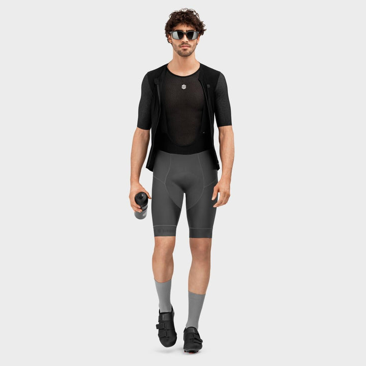 Kurze SRX Fahrrad-Trägerhose Herren Italienisches MITI Gewebe Doppelt Dichtes Sitzpolster XL Grau/Sc