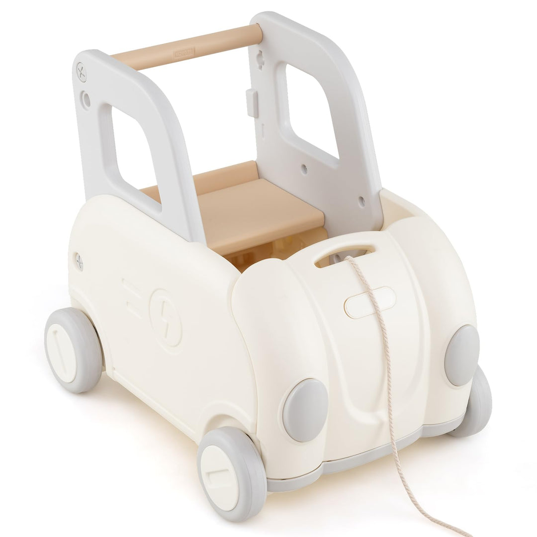 GOPLUS Lauflernwagen Baby, Laufwagen für Kinder ab 18 Monaten mit Zugseil, Griff, klappbarem Sitz &