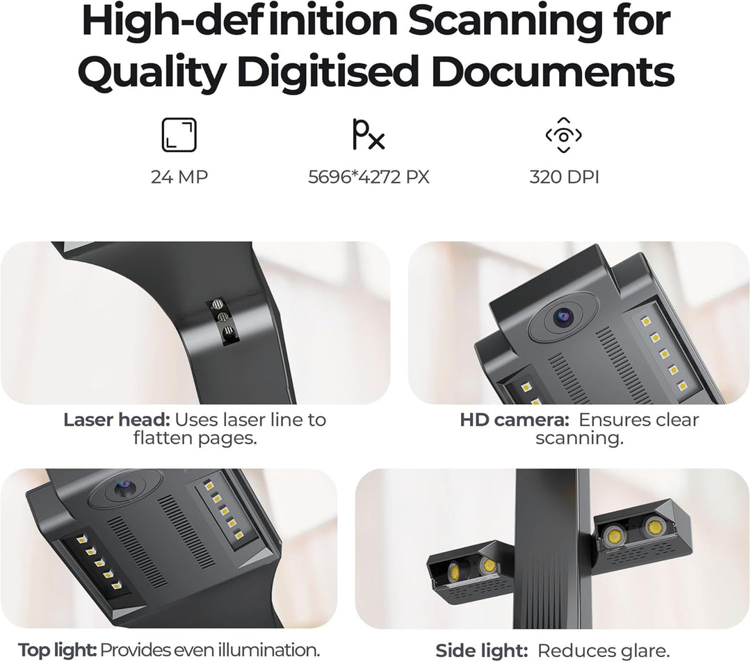 CZUR ET24 Pro Dokumentenscanner 24MP, Professioneller Buchscannermit HDMI, Scanner bis zu A3, mit La