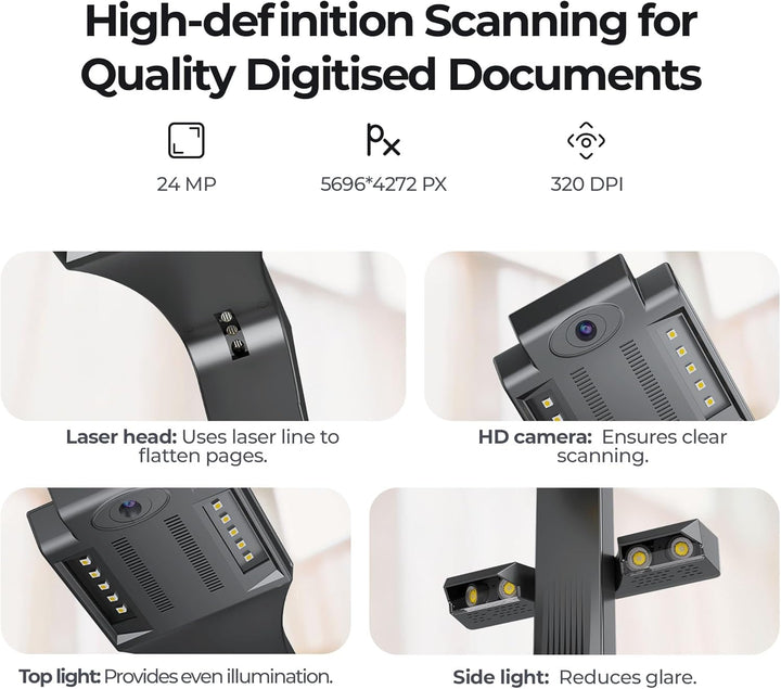 CZUR ET24 Pro Dokumentenscanner 24MP, Professioneller Buchscannermit HDMI, Scanner bis zu A3, mit La