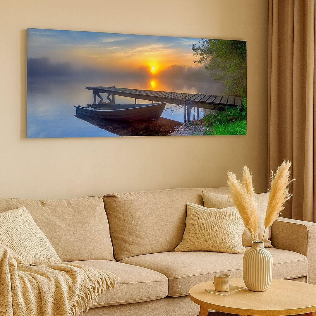 Wandbilder Dekoration Wohnzimmer Landschaft Meer Sommer Sonne Panorama Bilder auf Leinwand 120x50cm