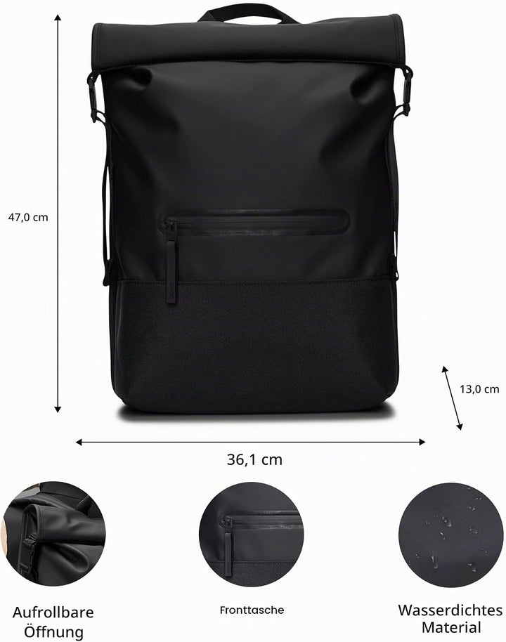 Trail Rolltop Backpack Black Rucksack