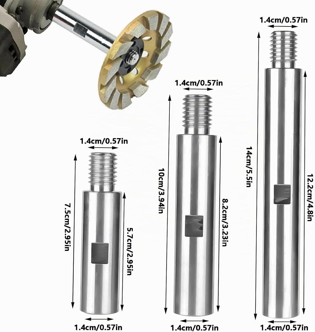 3 Stück Winkelschleifer Verlängerung, M14 Polisher Verlängerung Schaft Set Edelstahl M14 Winkelschle
