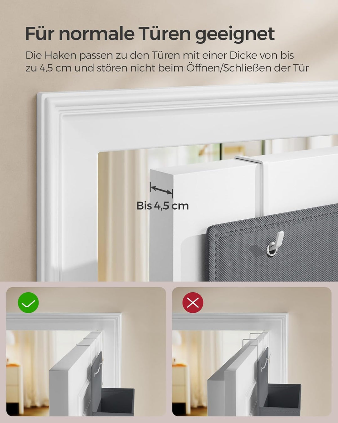 SONGMICS Hängeorganizer mit 4 Taschen, 2er Set Kleiderschrank-Organizer, Hängeaufbewahrung, Tür-Orga