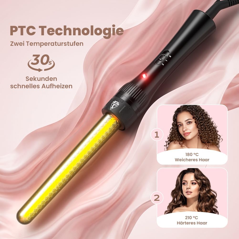 Lockenstab 3 Fässer Welleneisen Lockenstab 5 in 1 Keramikbeschichtung 5 Zubehörteile 10–32 mm Locken