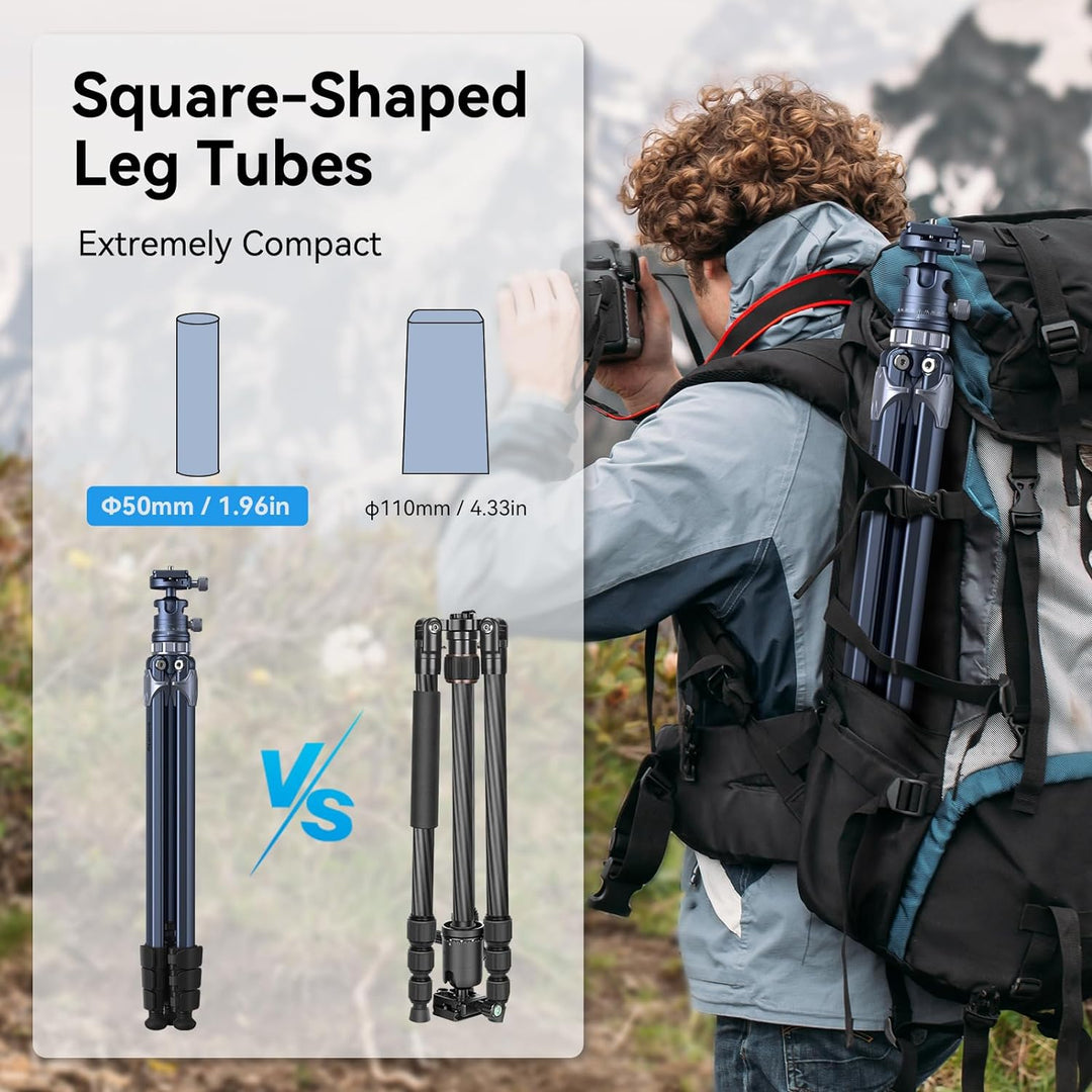 SMALLRIG Lightweight Travel Tripod, Kamerastativ mit kompakter, unkonventioneller Mittelsäule, 360°-