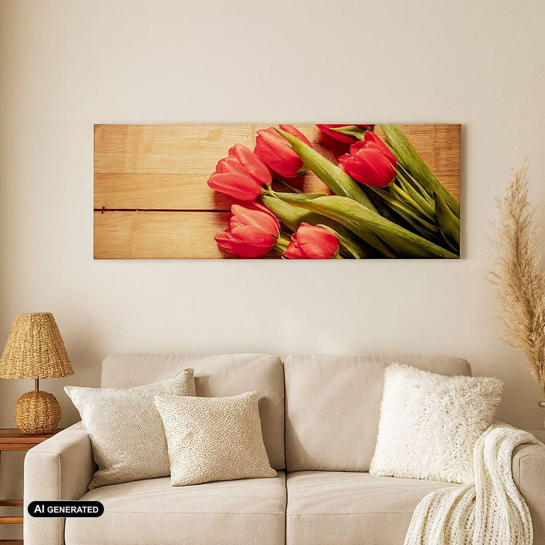 ARTTOR Wandbilder Dekoration Wohnzimmer Tulpen Blumenstrauss Sommer Garten Bilder auf Leinwand 120x5