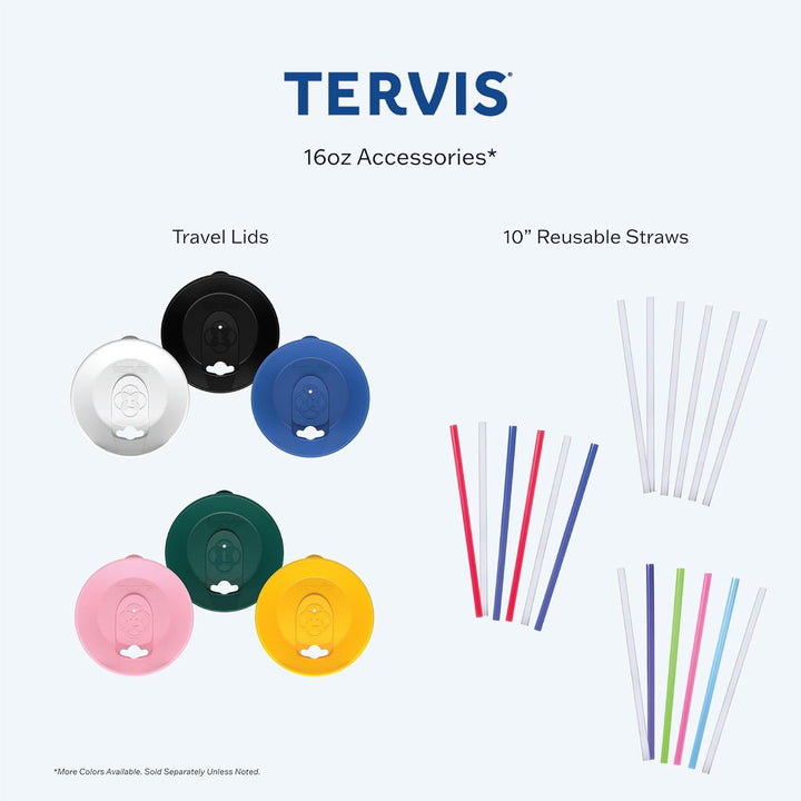 Tervis 1352668 NASA - Retro Badge Thermobecher mit Wickelverschluss und rotem Deckel, Titan, durchsi