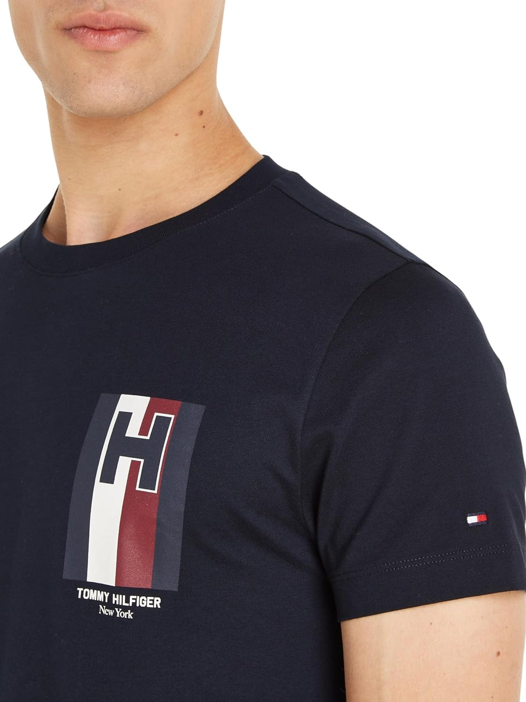 Tommy Hilfiger Herren H Emblem Tee Mw0mw33687 Kurzarm T-Shirts XXL Grosse Grössen Tall Blau (Desert