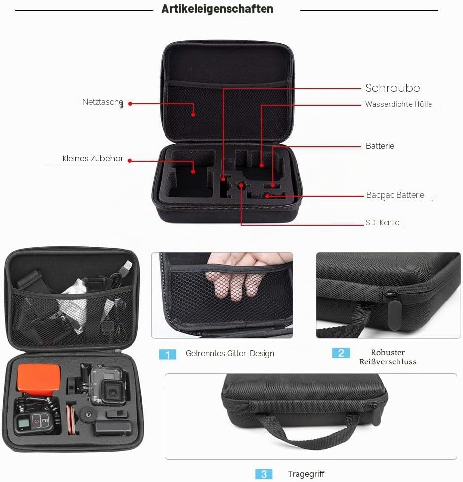 TEKCAM Tragetasche für Actionkamera, schützende Aufbewahrungstasche, kompatibel mit GoPro Hero 13, 1