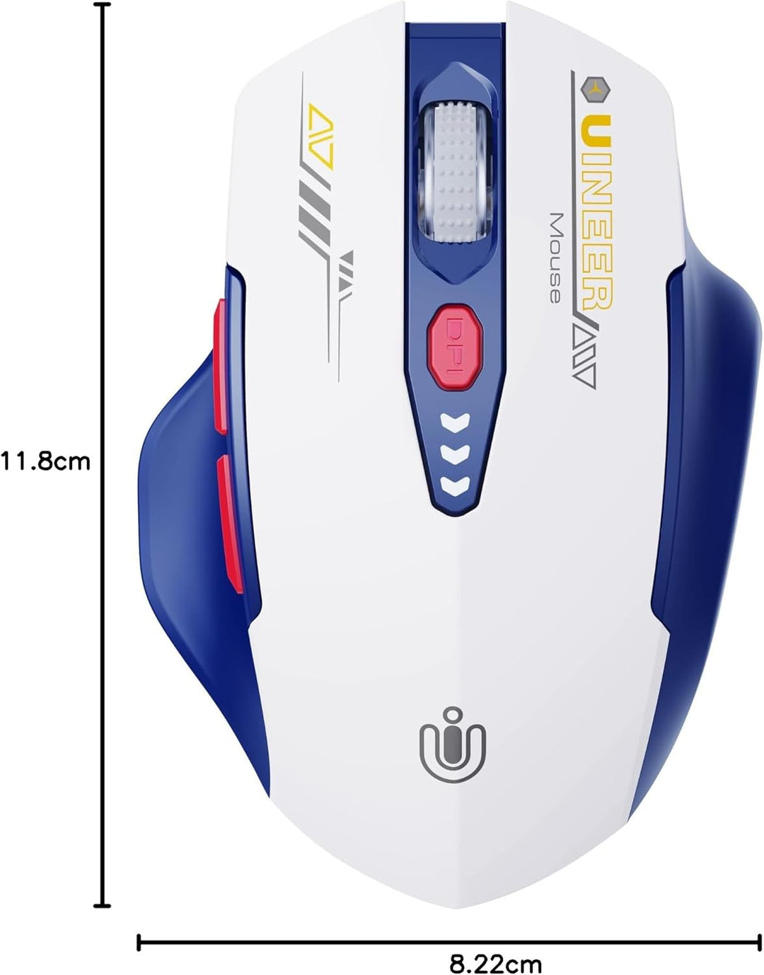 Uineer Bluetooth Maus, Tri-Mode (BT 5.0/4.0+2.4G Hz, sichtbarer Batteriestand, wiederaufladbare ergo
