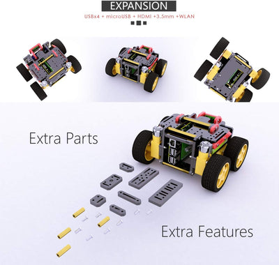 Adeept AWR 4WD WiFi Smart Robot Car Kit for Raspberry Pi 4/3 Model B+/B/2B, DIY Robot Kit for Kids a