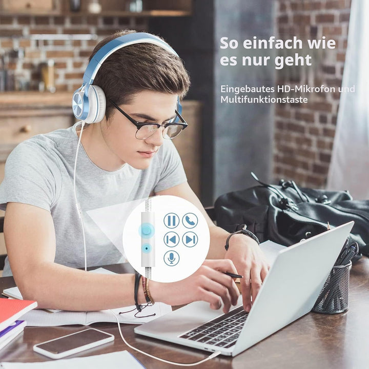 AILIHEN MS300 Kopfhörer mit Kabel und Mikrofon für Chromebook, Laptop, Computer, Smartphone, 3,5 mm,