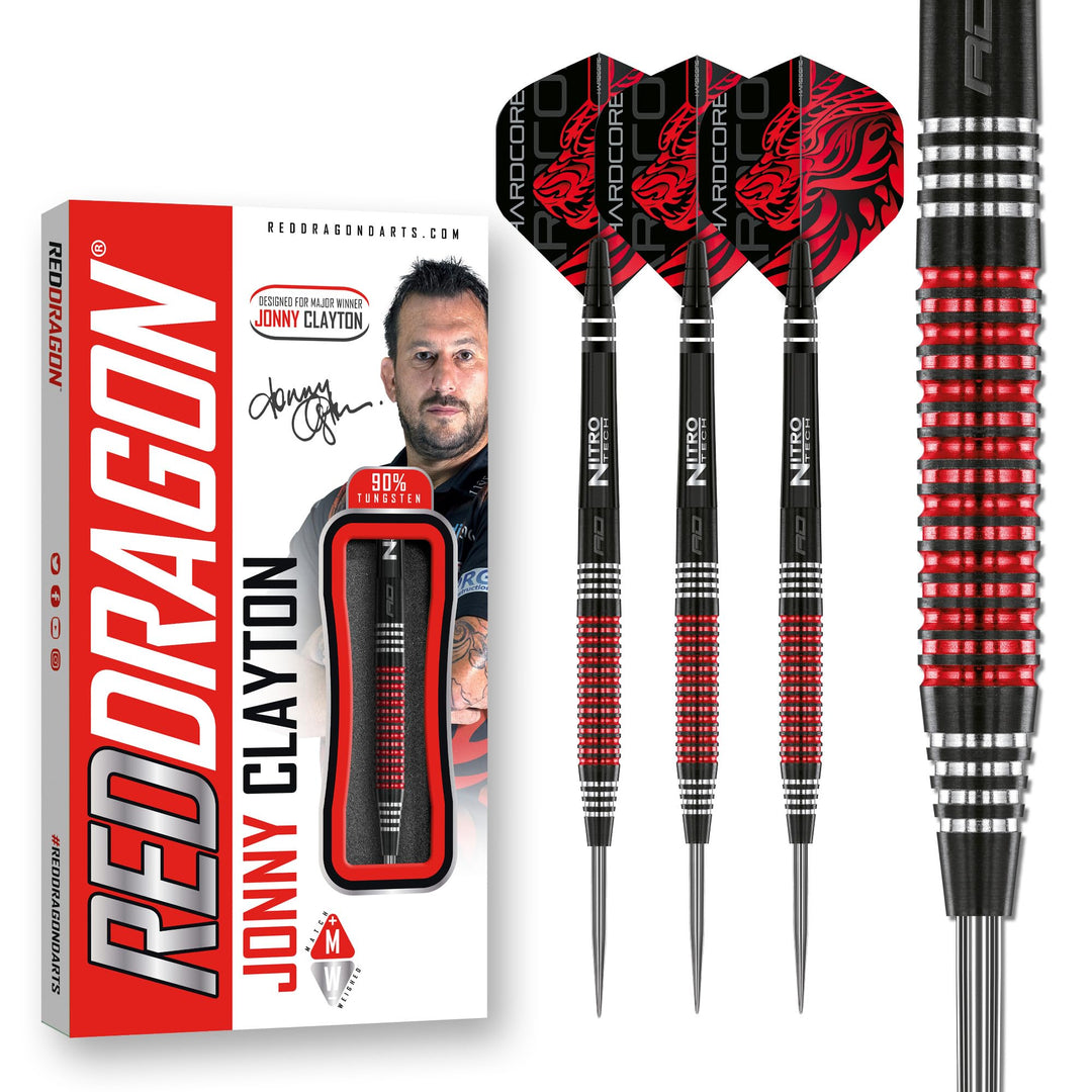 RED DRAGON Jonny Clayton Sonderausgabe 24 Gramm Professionelle Wolframpfeile mit Flügen und Stielen