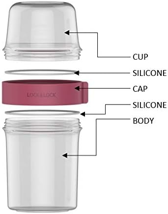 Lock & Lock Two-Way Müsli-to-go-Becher aus Kunststoff – 3er Vorratsdosen Set – Kleine Lunchbox mit S