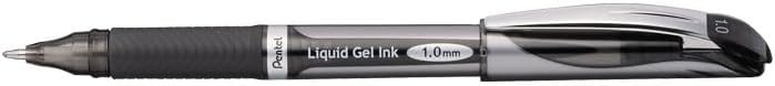 Pentel BL60-A Gel-Tintenroller EnerGel mit Kappe 1,0 mm, 12 Stück, schwarz, schwarz