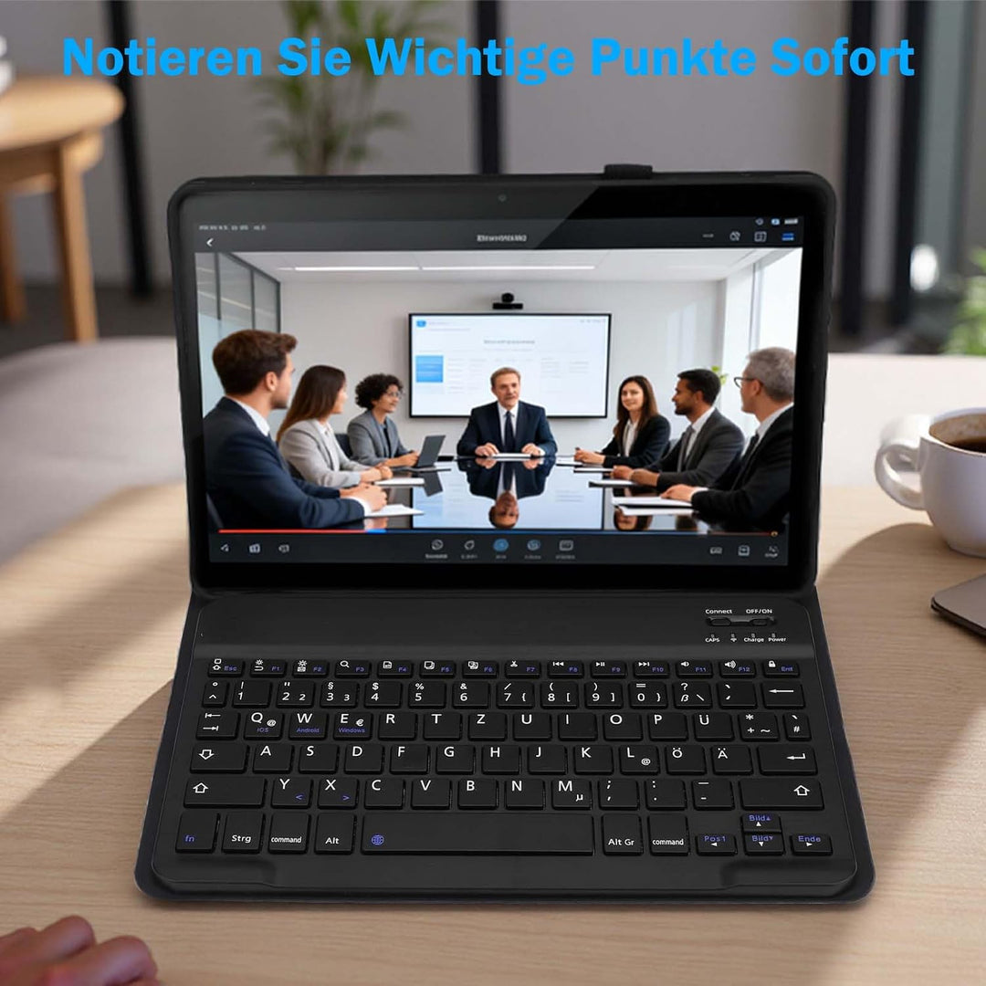 Tastatur Hülle für Lenovo Tab 10.1 Zoll 2025, Bluetooth Magnetisch Abnehmbarer QWERTZ Keyboard für L