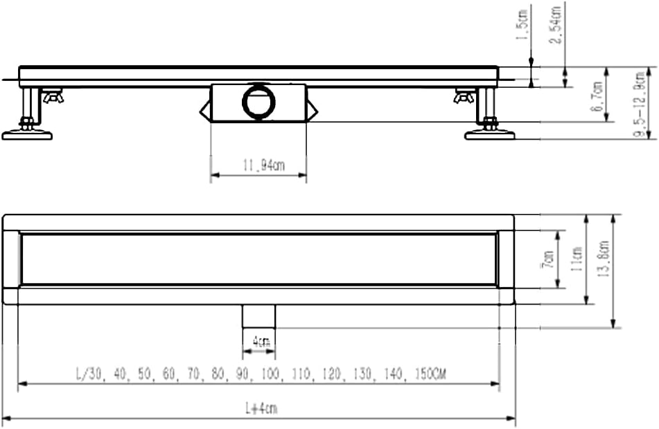 Duschrinne schwarz 60cm Edelstahl Bodenablauf 2-in-1 doppelseitig, Flieseneinsatz Ablaufrinne,schnel