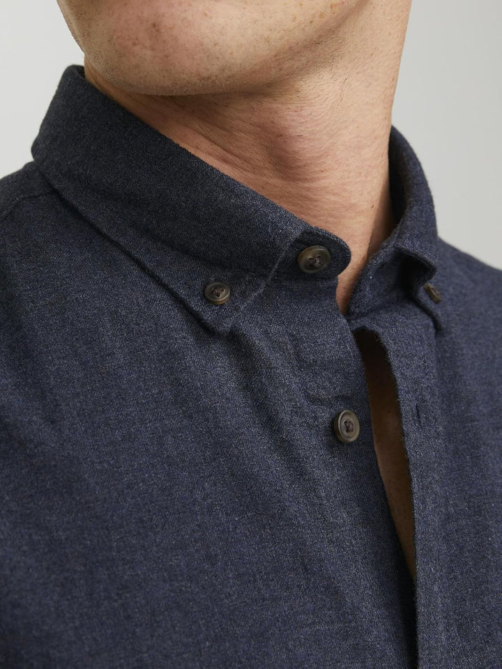 JACK & JONES Herren Jjeclassic Melange Shirt Ls Sn Hemd S Navy Blazer, S Navy Blazer