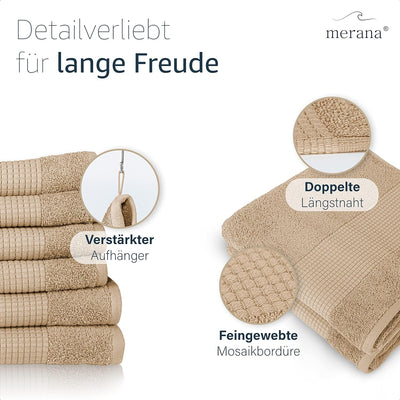Merana Rome Handtuch Set | saugstark, weich und fusselfrei | Frottier Luxus Qualität | 100% Baumwoll