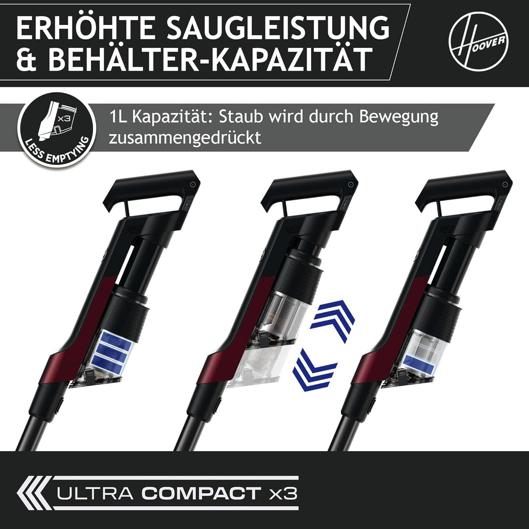 Hoover ultraleichter kabelloser HF2 Akku Staubsauger mit Verdichtungs-Funktion für 3X mehr Staubkapa