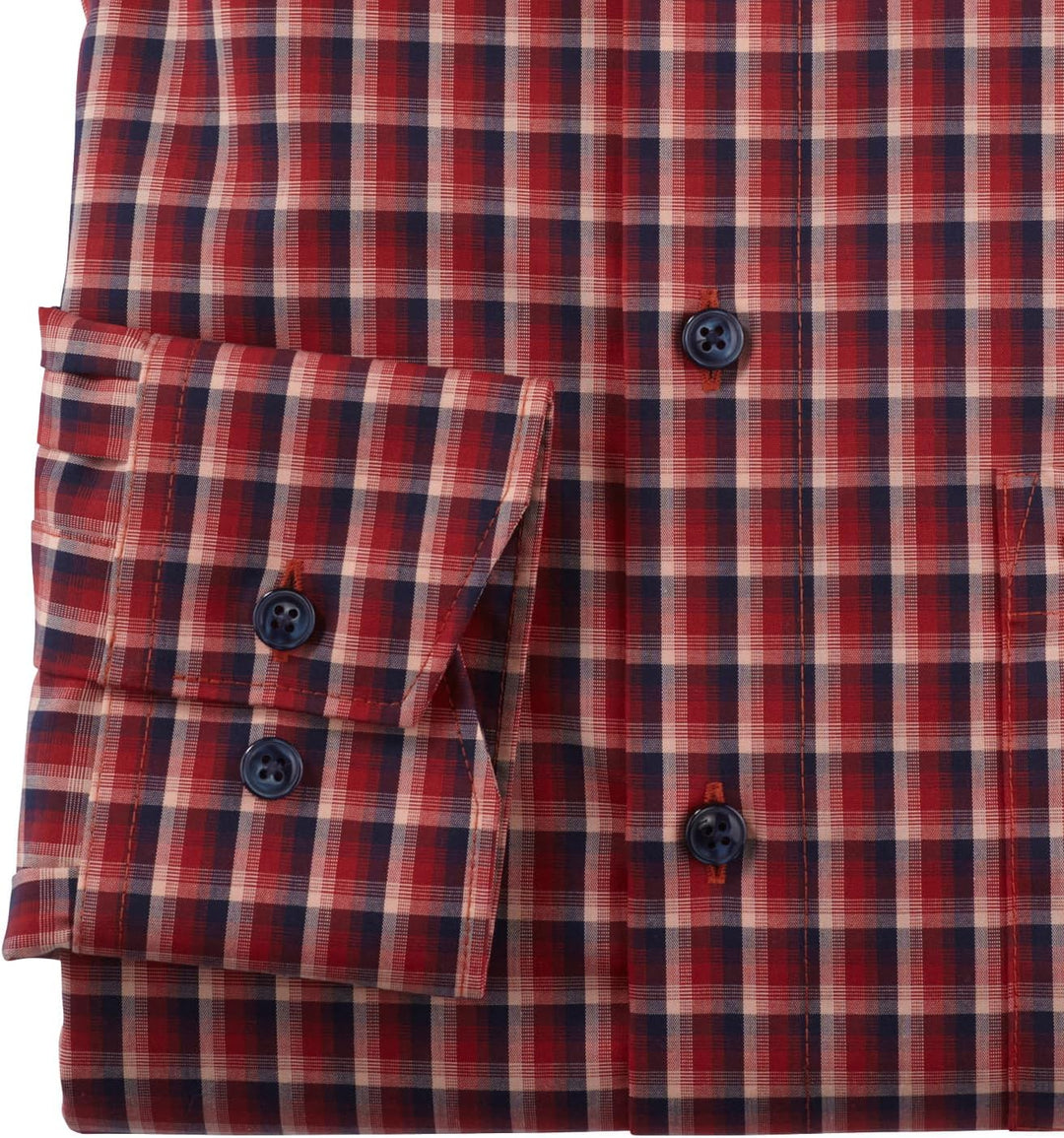 OLYMP Herren Businesshemd Langarm Luxor,Kariert,modern fit,Button-Down-Kragen 40 Rot 35, 40 Rot 35