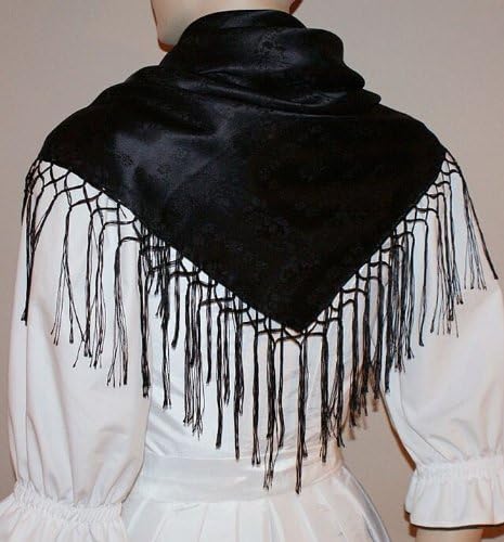 Seidentuch Tuch schwarz Dirndl-Trachtentuch 75x75cm Dirndltuch Seide Fransentuch für Tracht Trachten