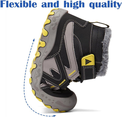 Mishansha Kinder Outdoor Winterschuhe Warm Gefüttert Winterstiefel, Gr.24-38 27 EU Ebenholz Schwarz,