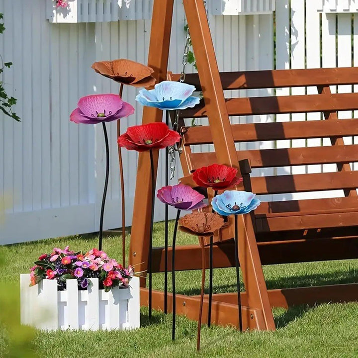 2 Stück Vogeltränke, 90-65cm Gartenstecker Metall Gartendeko, Vogeltränke Stehend Insektentränke für
