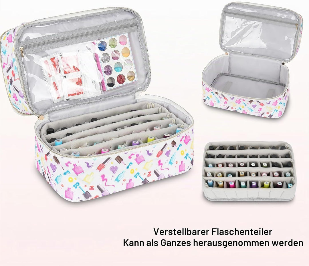 Nagellack Aufbewahrung Tasche,Doppelschichtige Nagellack Organizer für 40 Flaschen(15 ml-0.5 FL.oz)