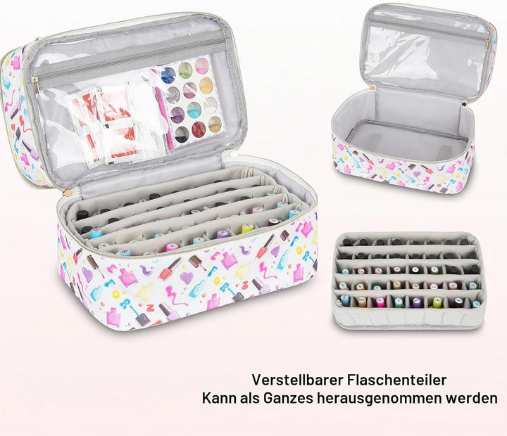 Nagellack Aufbewahrung Tasche,Doppelschichtige Nagellack Organizer für 40 Flaschen(15 ml-0.5 FL.oz)