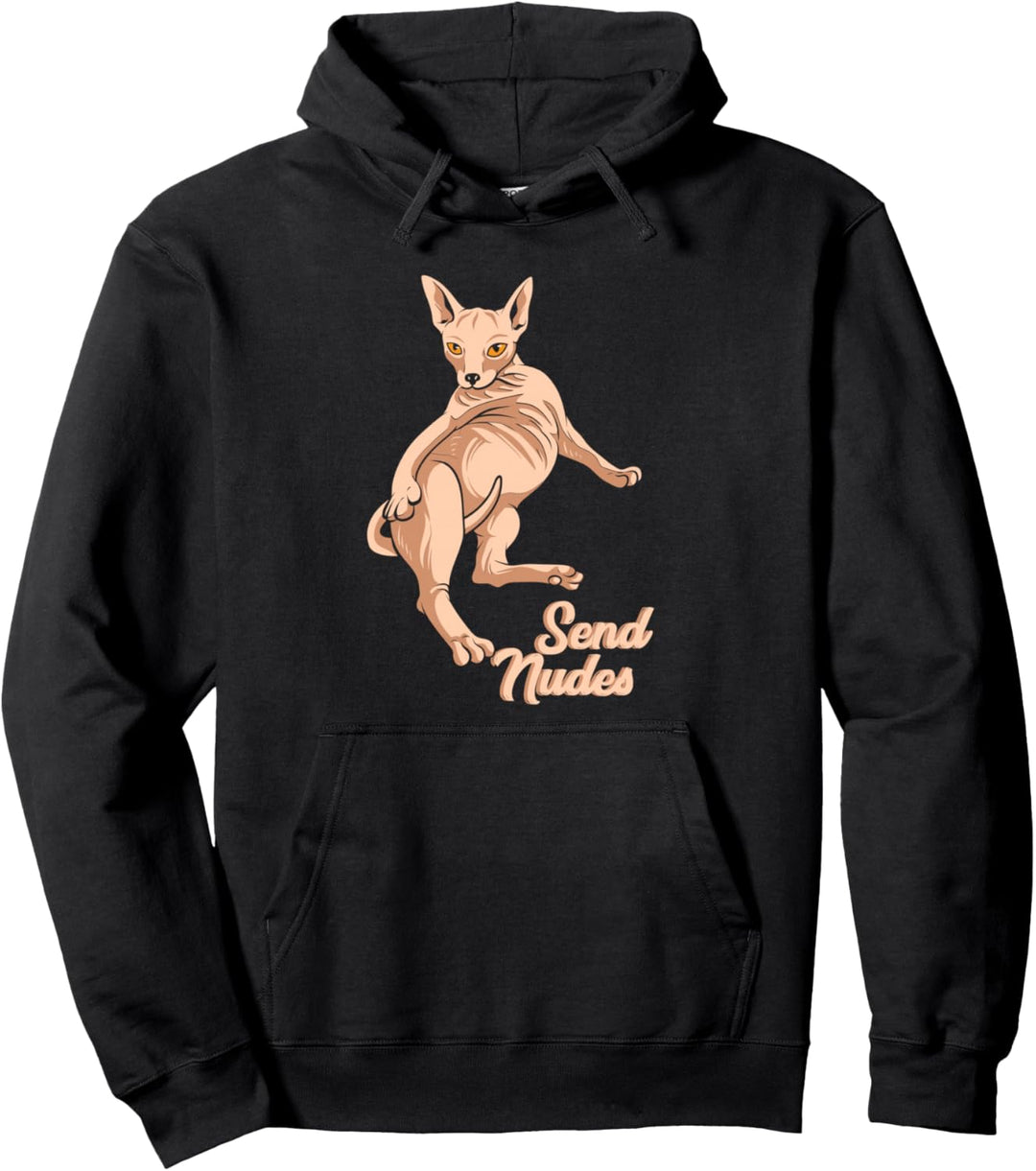 Send Nudes - Nacktkatze - Haarlose Sphynxkatze Pullover Hoodie