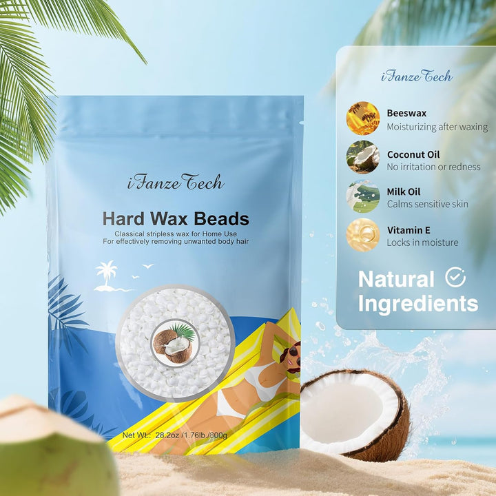 Waxing Perlen, Wachs Nachfüllpackung 800g: iFanzeTech Wachsperlen zur Haarentfernung ohne Streifen,