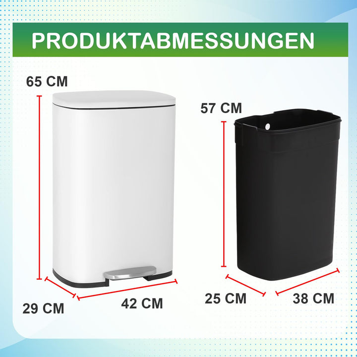 BestOffice 50 L Mülleimer Küche Mülleimer mit Deckel für Büro Schlafzimmer Badezimmer Schritt Müllei