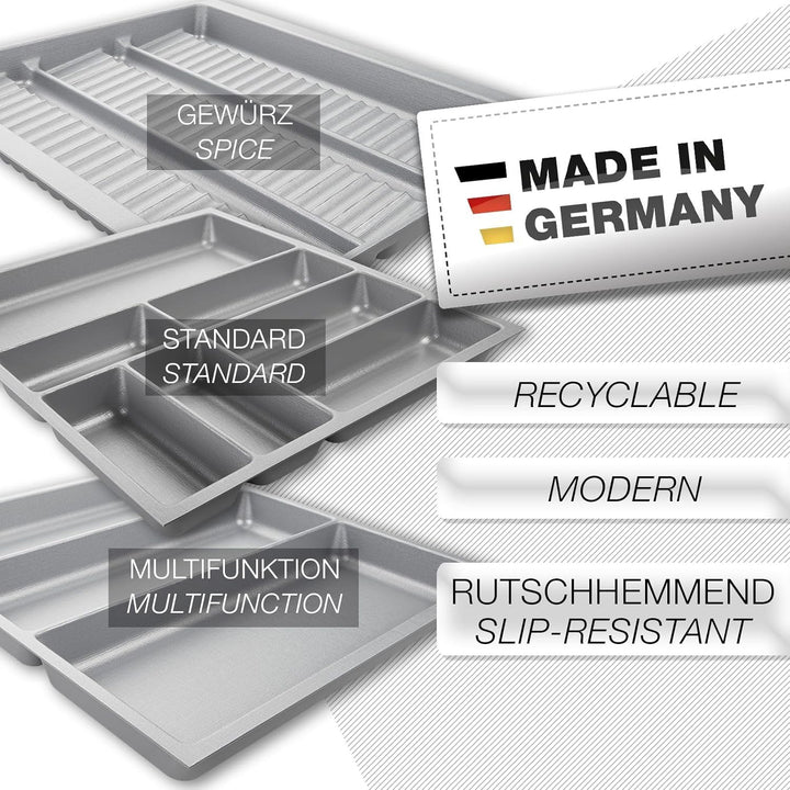 ORGA-BOX 2 Besteckeinsatz Tiefe: 461 x Breite: 409 mm silbergrau mit Canvas Struktur für 50er Nobili
