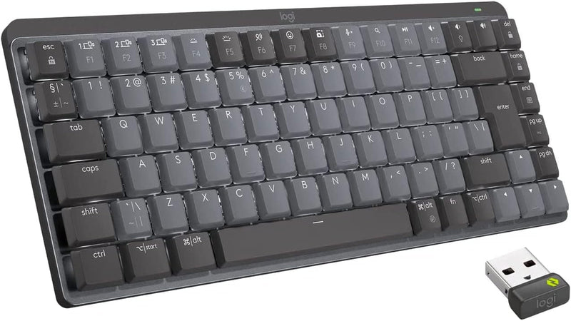 Logitech MX Mechanische kabellose Mini-Tastatur mit Beleuchtung, Taktile leise Tasten, US QWERTY-Lay