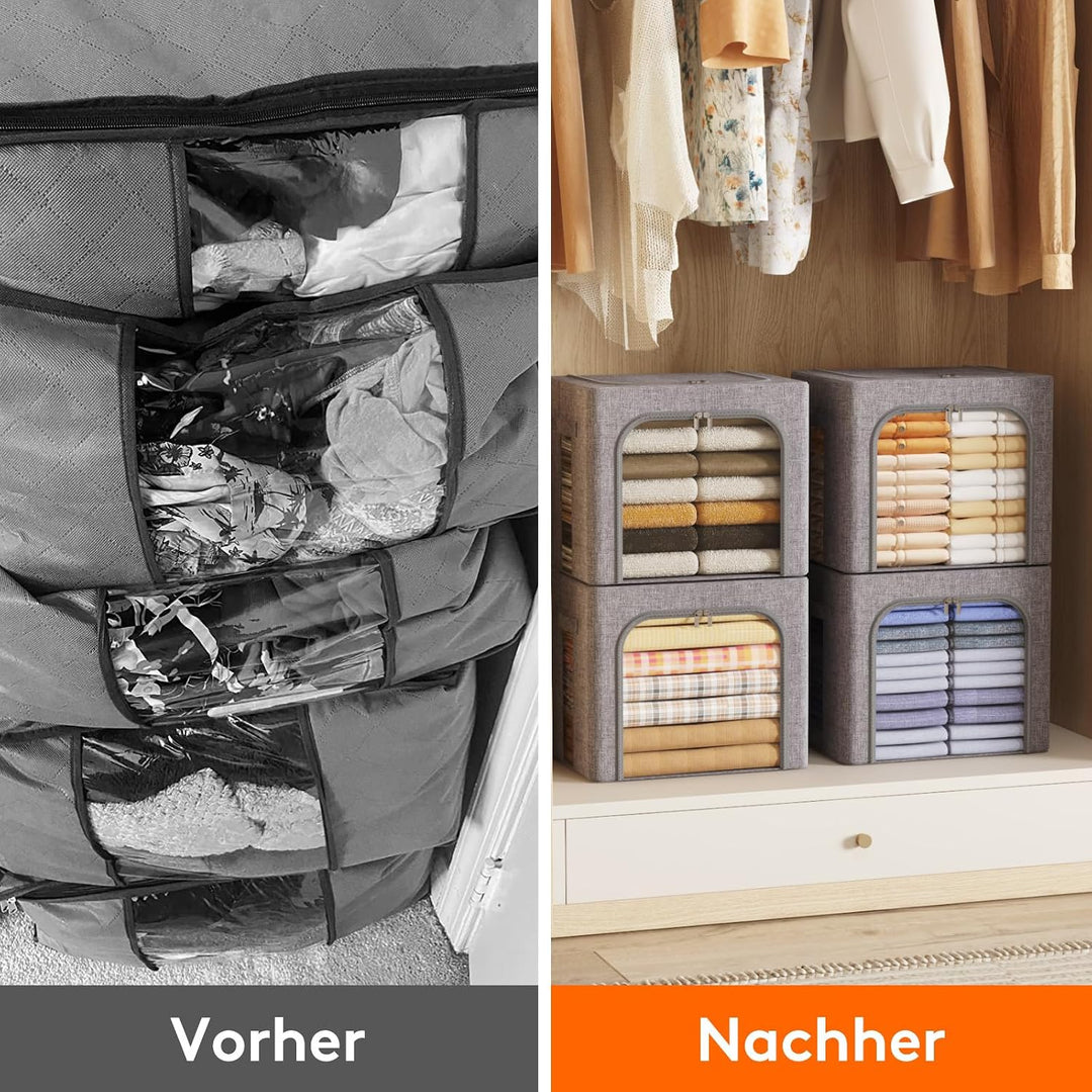 Lifewit 40L Aufbewahrungsbox mit Deckel, Kleidung Aufbewahrung, Faltbare Kleideraufbewahrung mit Met