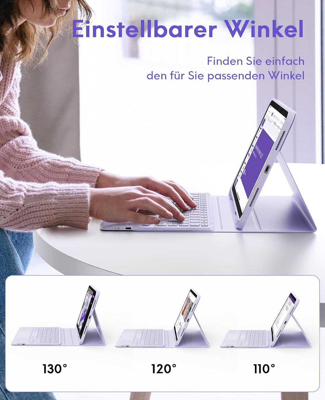 CHESONA Hülle mit Tastatur für iPad 10 Generation/11 Generation A16 2025, 7 Farben Beleuchtung, Mult