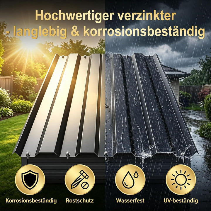 Huracan 25 Stück Trapezblech Profilblech Set 108x35cm, 9,45 m² Dachblech verzinkter Stahl 0,25mm, Da