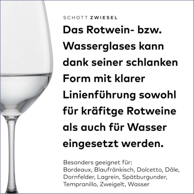 SCHOTT ZWIESEL Rotweinglas Viña (6er-Set), klassische Kristallgläser für Rotwein oder Wasser, spülma