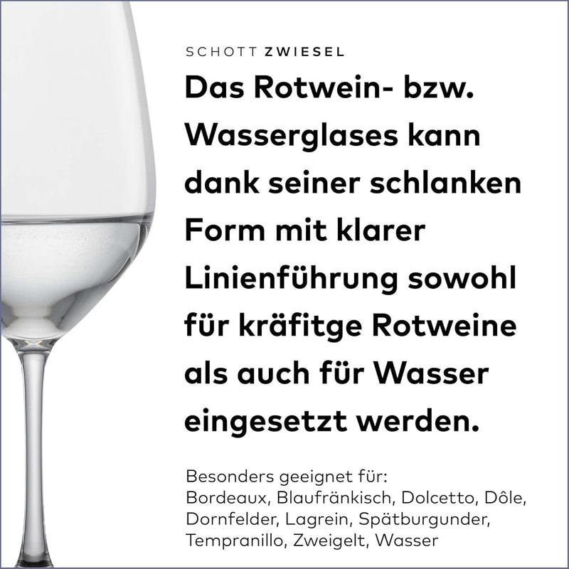 SCHOTT ZWIESEL Rotweinglas Viña (6er-Set), klassische Kristallgläser für Rotwein oder Wasser, spülma