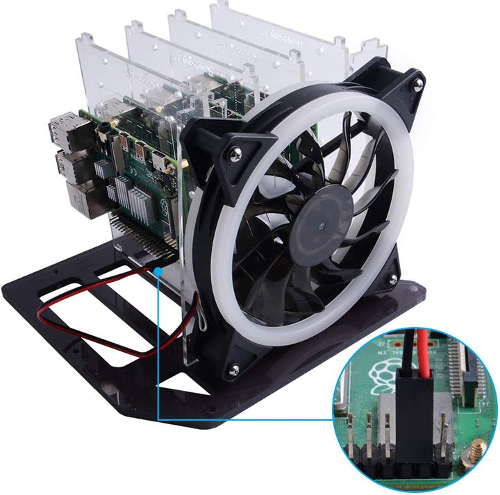GeeekPi Raspberry Pi Cluster Gehäuse, Raspberry Pi Rack Gehäuse Stapelbares Gehäuse mit Lüfter 120 m