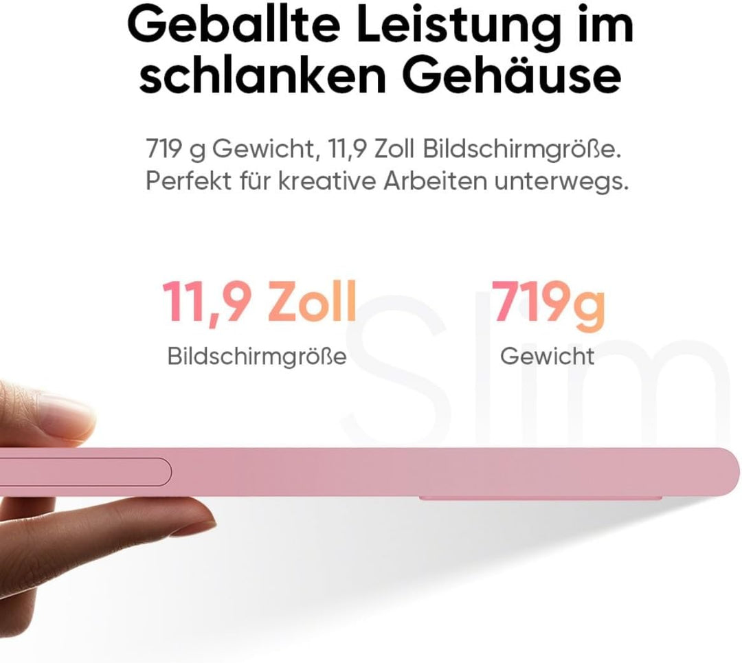 XPPen Artist 12 3rd Zeichentablet mit 11,9 Zoll Display Rosa | X4 Smart Chip Stift, 16384 Druckstufe