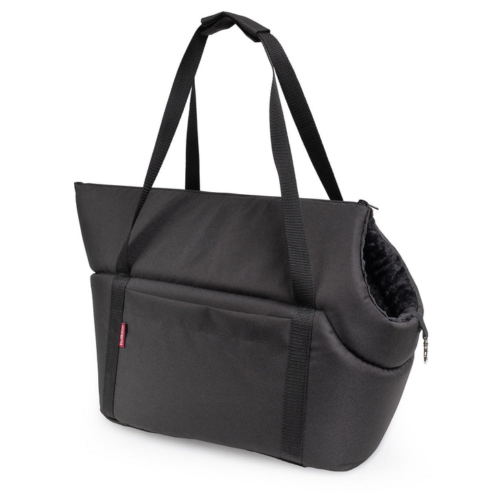 BOUTIQUE ZOO Hundetasche - Schwarz Schwarz/Minky, L bis 12 kg - Tragetasche für kleinen und mittlere