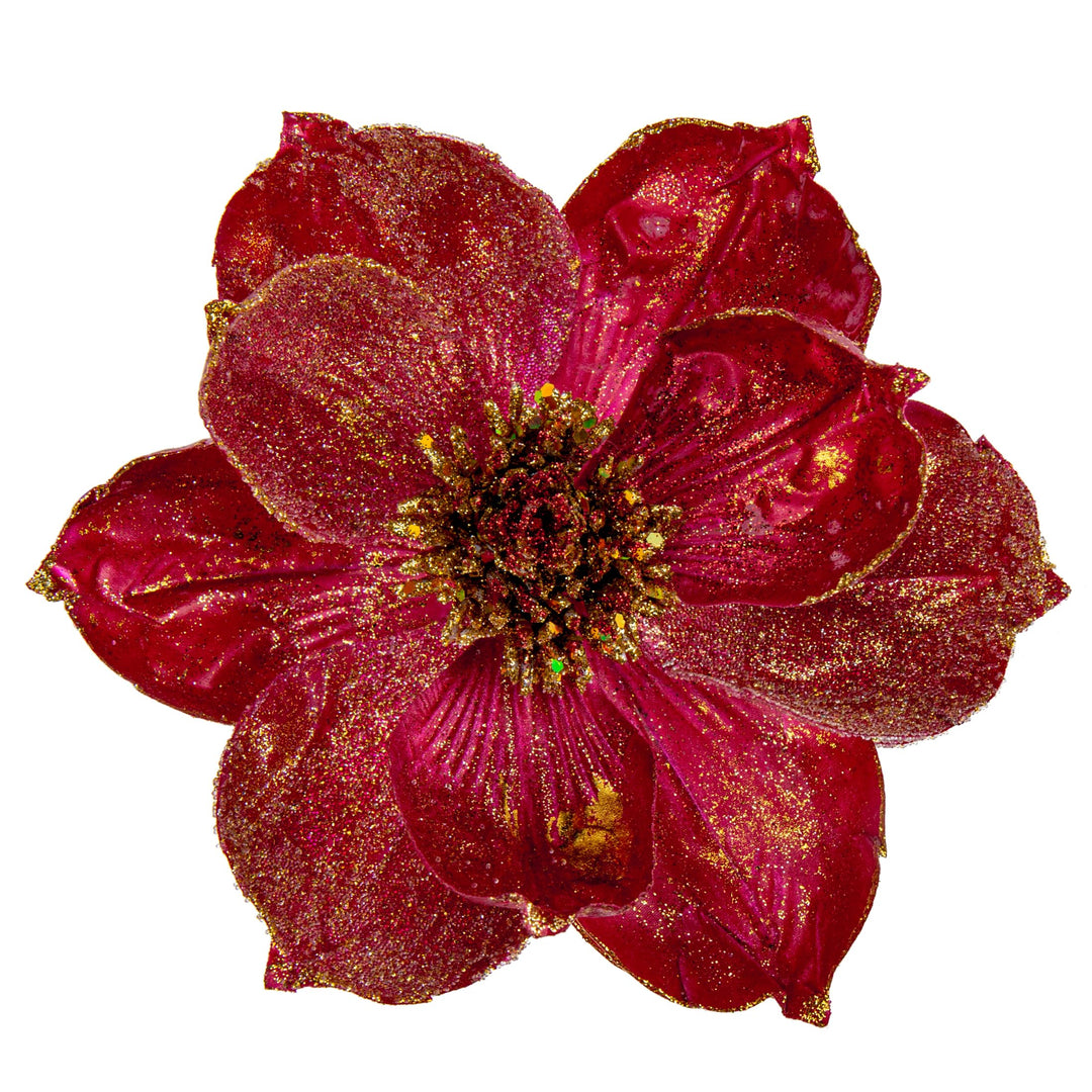 Briful 4 Stücke Weihnachtsstern Christbaumschmuck Magnolie Kunstblumen mit Glitzern Poinsettia Kunst